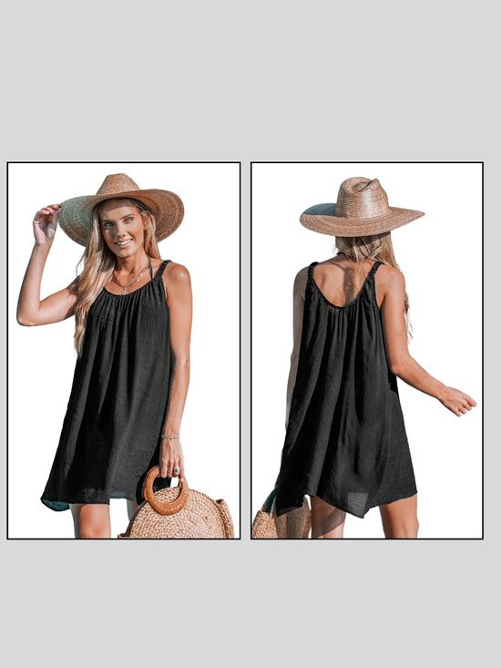 Cupshe Other - Cupshe Black Loose Scoop Neck Mini Cover-Up Medium